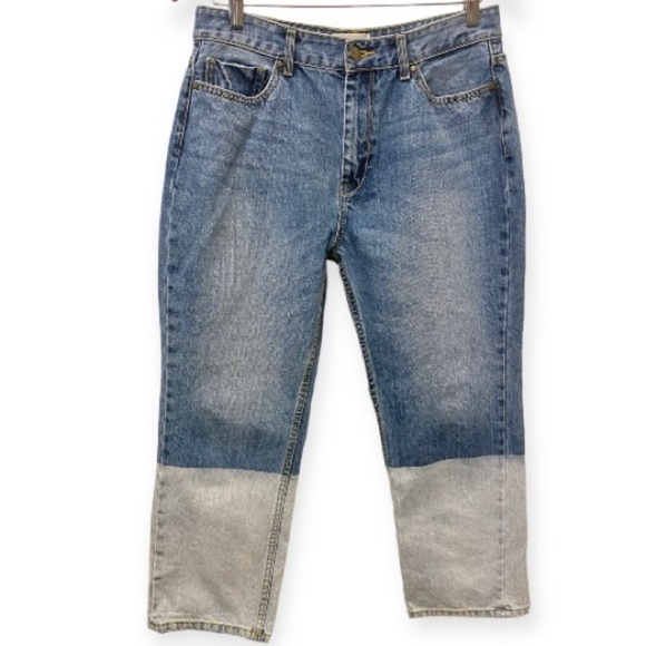 EVIDNT 11 (30) Malibu Blue Dip Dyed Two-Tone High Rise Cropped Jeans From Lulus - Picture 3 of 15